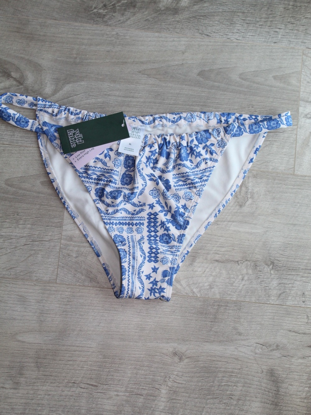 wild fable Blue and White Printed Bikini Bottoms